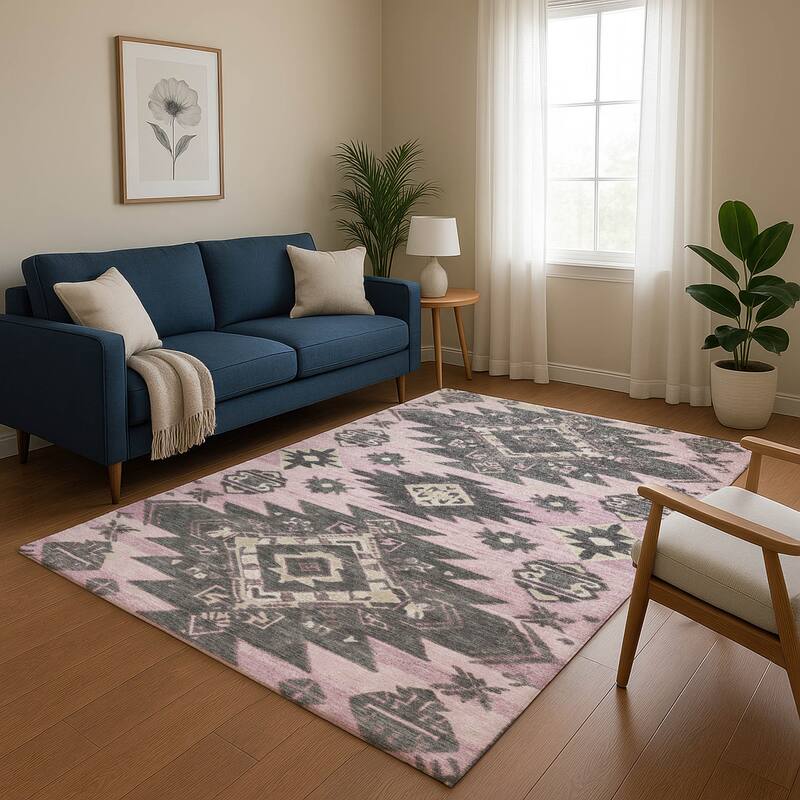 Premium Washable Super Soft Global Tribal Mayfield Rug - Pink - 2'6" x 3'10"
