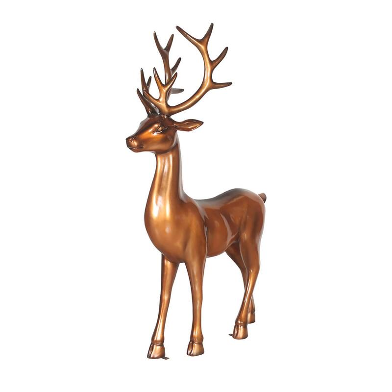 Commercial Fiberglass Standing Reindeer Outdoor Decoration - 70" - Copper Finish - Bronze