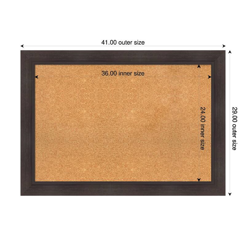 Sloped Espresso Framed Cork Board - Bulletin Board, Organization Board, Pin Board - Natural - 41 x 29 in