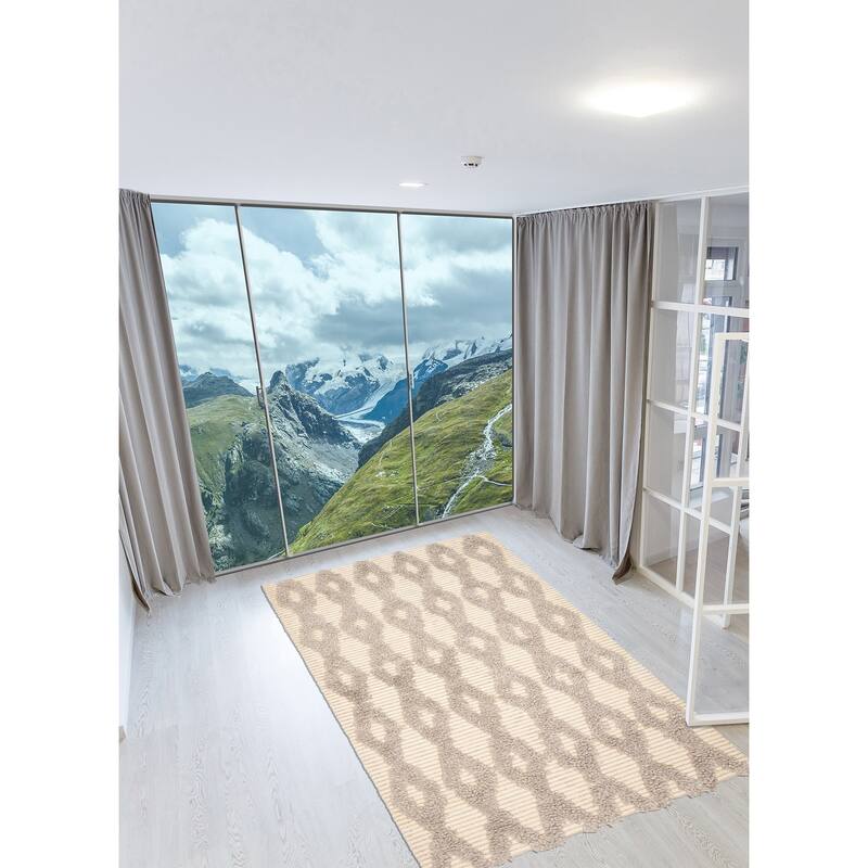 ECARPETGALLERY Braid weave Sienna Cream Wool Rug - 5'2 x 7'9