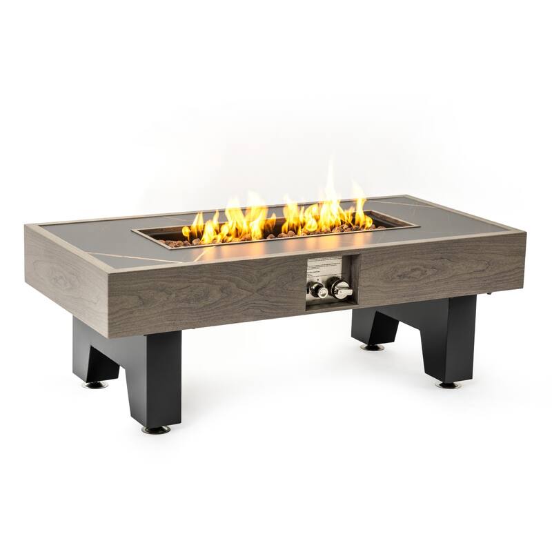 42'' Outdoor 50,000 BTU Iron Propane Fire Pit Table with Burner Lid - 42-Inch