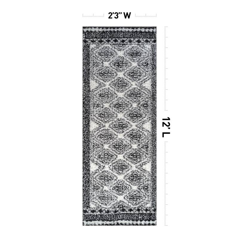 Geometric Shag Rug - Anthracite Dark Gray - Durable Rug for Living Room, Bedroom, or Entryway - Easy to Maintain