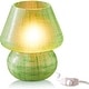 preview thumbnail 29 of 40, Mushroom White Glass Dimmable LED Table Lamp with E26 Socket Modern Green Lattice Glow