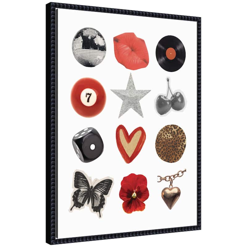 Kate and Laurel Cool Girl Collage by Megan Ryan Framed Canvas Wall Art Print - 18x24