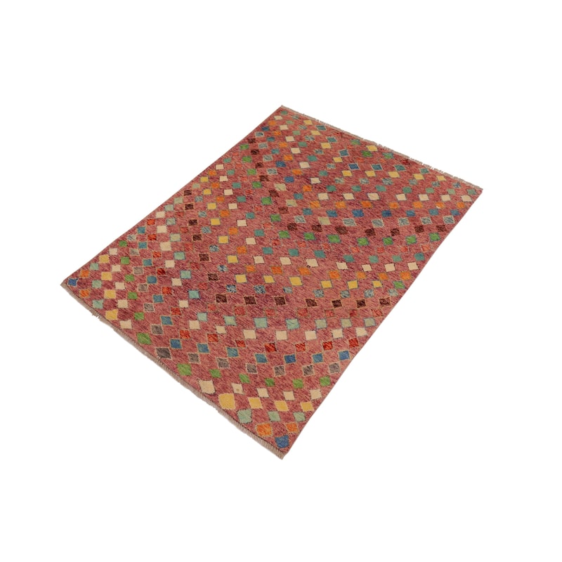Boho Chic Balochi Burgess Purple/Blue Hand Knotted Wool Rug - 3'11'' x 5'11''