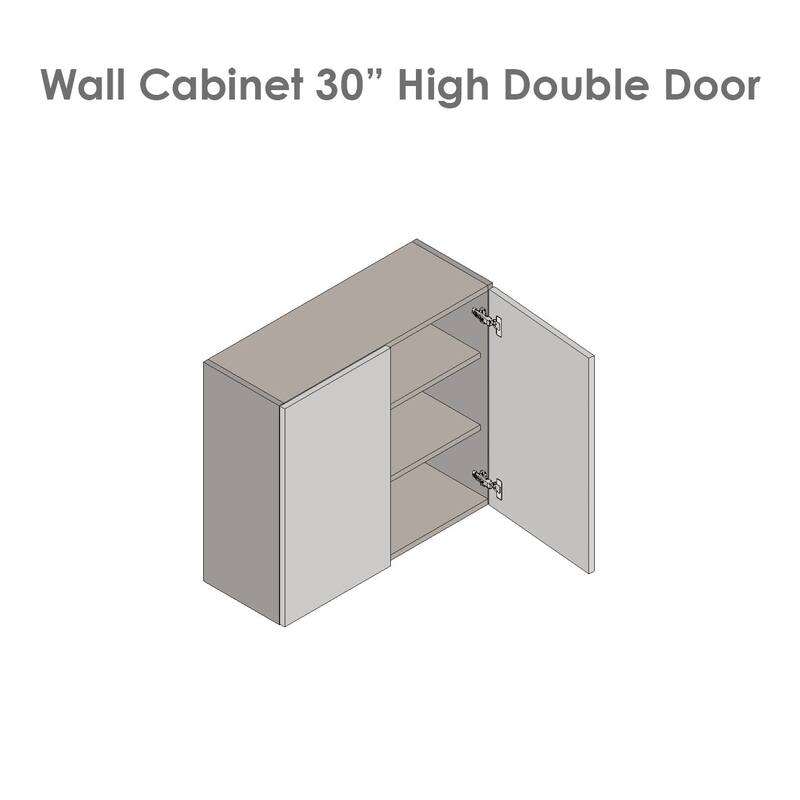 24" x 30" Wall Cabinet-Double Door-Grey - 24 x 30 x 12