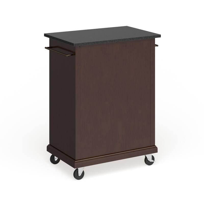 Crosley Compact Solid Black Granite Top Portable Kitchen Cart/ Island in Vintage Mahogany Finish - 18"d x 31"w x 35.5"h