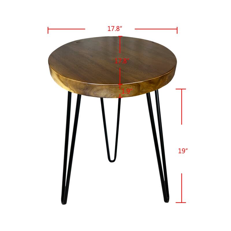 Greenage Teak End Table Solid Live Edge Side Table