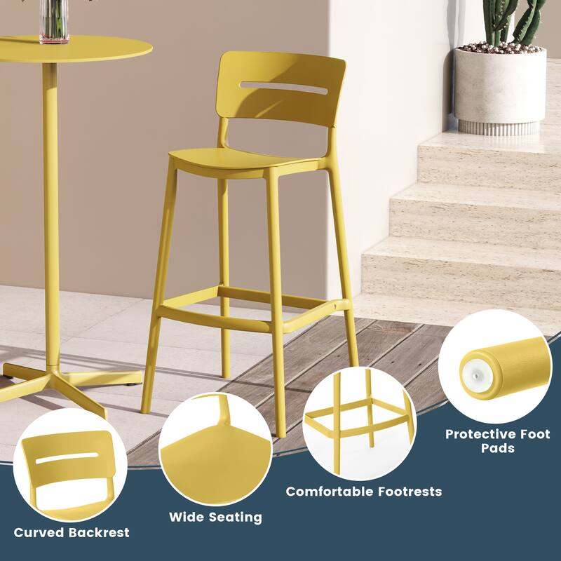 Frond and Form 29.5 Inch Outdoor Bar Stool (Set of 2)