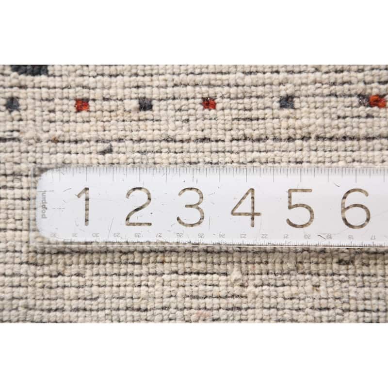 Beige Tribal Gabbeh Indian Area Rug Hand-Knotted Wool Carpet - 5'0" x 7'9"