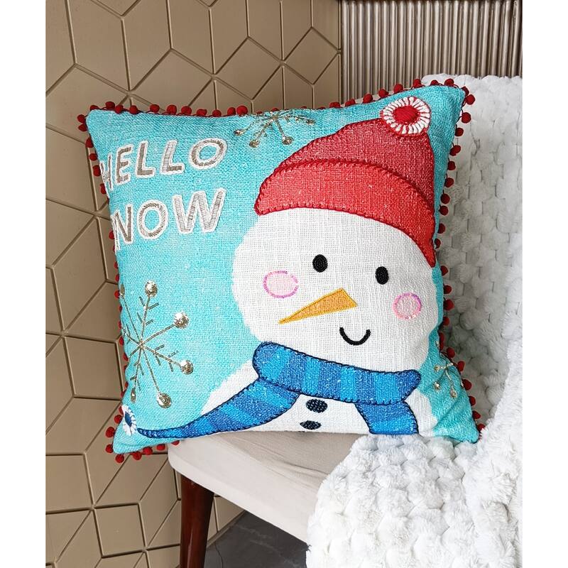 Vibhsa Hello Snow Christmas Pillow 20" x 20"