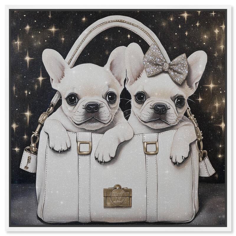 Constellation Frenchie Purse Canvas by Art Remedy - White - 16" x 16"