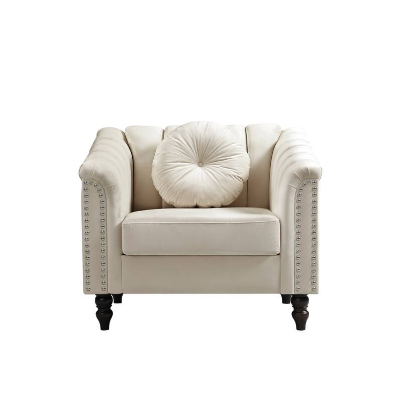 Premium Waterproof Flannel 3-Piece Living Room Sofa Set – Chair, Loveseat & Sofa - White-C