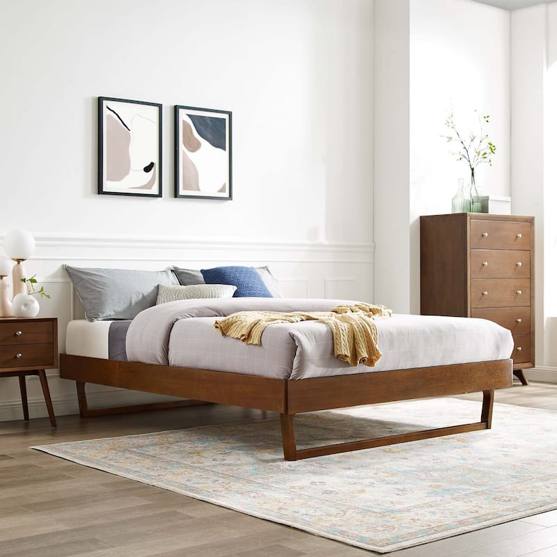 Billie Twin Wood Platform Bed Frame - Walnut