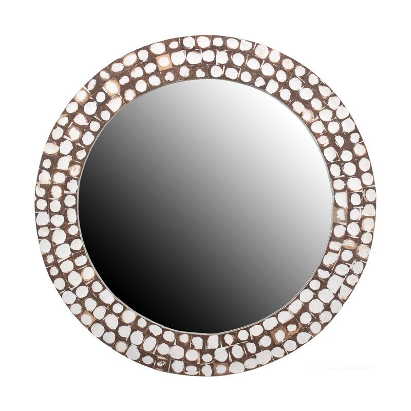Mila Coconut Shell Round Wall Mirror by East at Main