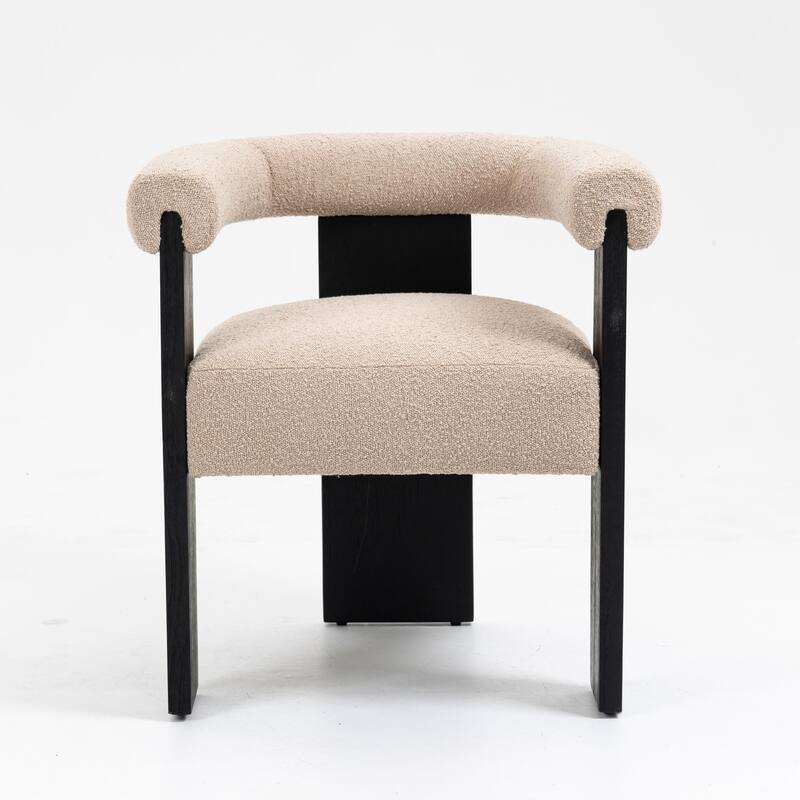 Owena Modern Armchair Upholstered Brushed Fabric with Padding Wood Frame