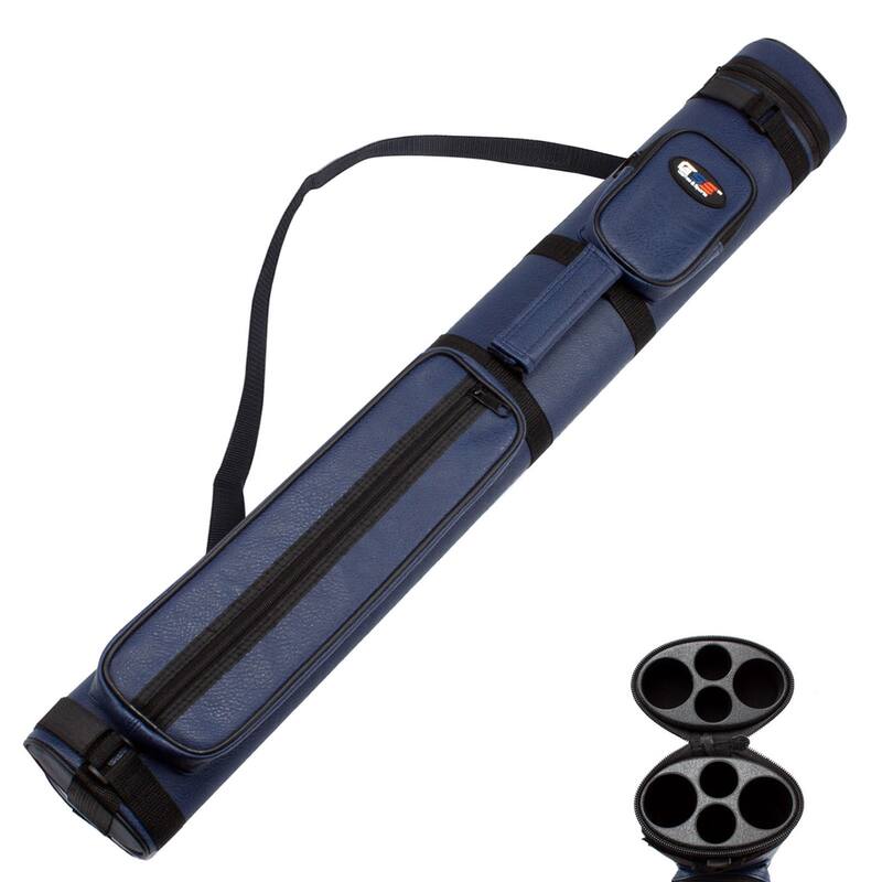 GSE™ 2x2 Oval Hard Billiard Pool Cue Stick Carrying Case, Billiard Cue Case Holds 2 Butts/2 Shafts (5 Colors) - Blue