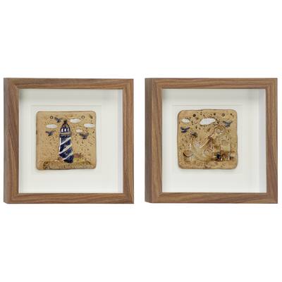 Wooden Light House Handmade Shadow Box - Set of 2 Brown - Roche River Decor