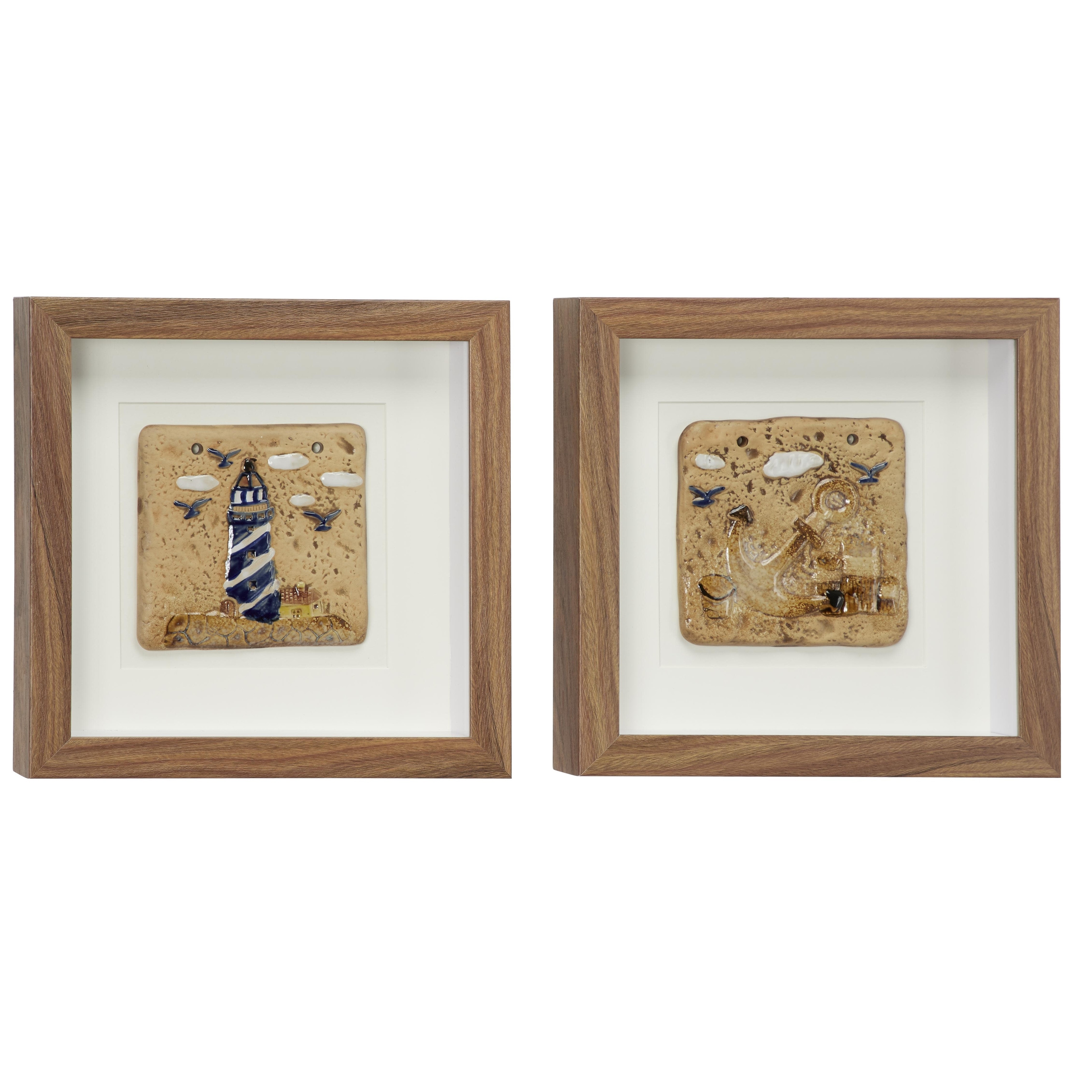 Wooden Light House Handmade Shadow Box - Set of 2 Brown - Roche River Decor