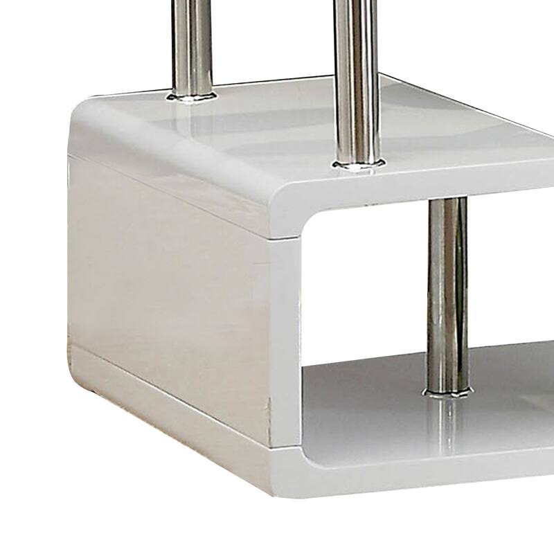 23.63 in. White and Clear Rectangle Glass End Table, Sturdy Build End Side Table for Living Rooms