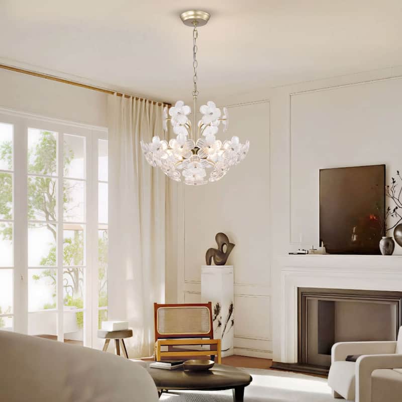 Rosa Modern 6-Light 17.7" Glam Clear Glass Flower Chandelier