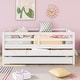 preview thumbnail 2 of 7, White Solid Pine Wood Low Loft Bed Full Size with Safety Fence and Trundle