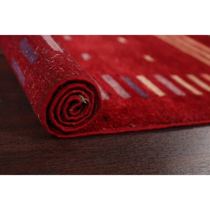 Geometric Gabbeh Kashkoli Area Rug Hand-knotted Oriental Wool Carpet - 2'7" x 4'0"