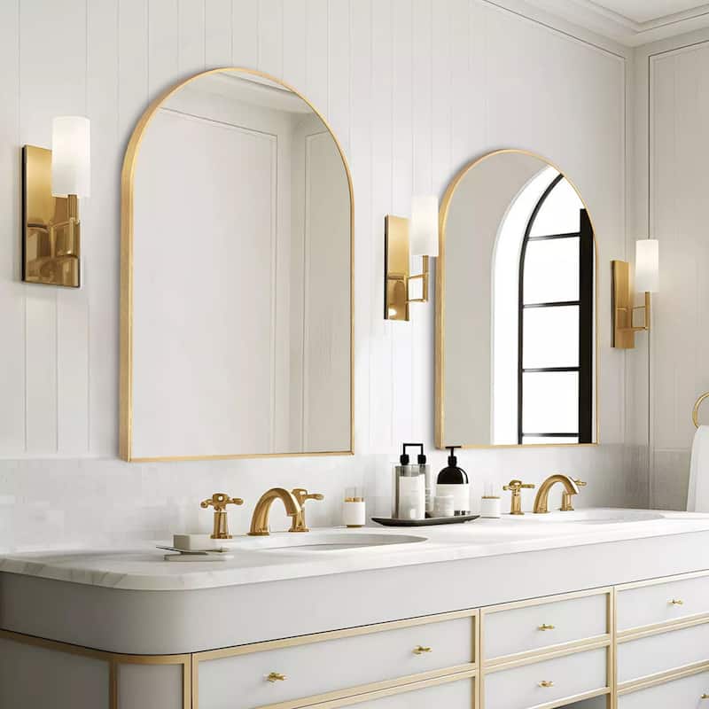 Bathroom Arch Aluminum Wall Mirror Vanity Mirrors - 4 PACK - Brushed Gold