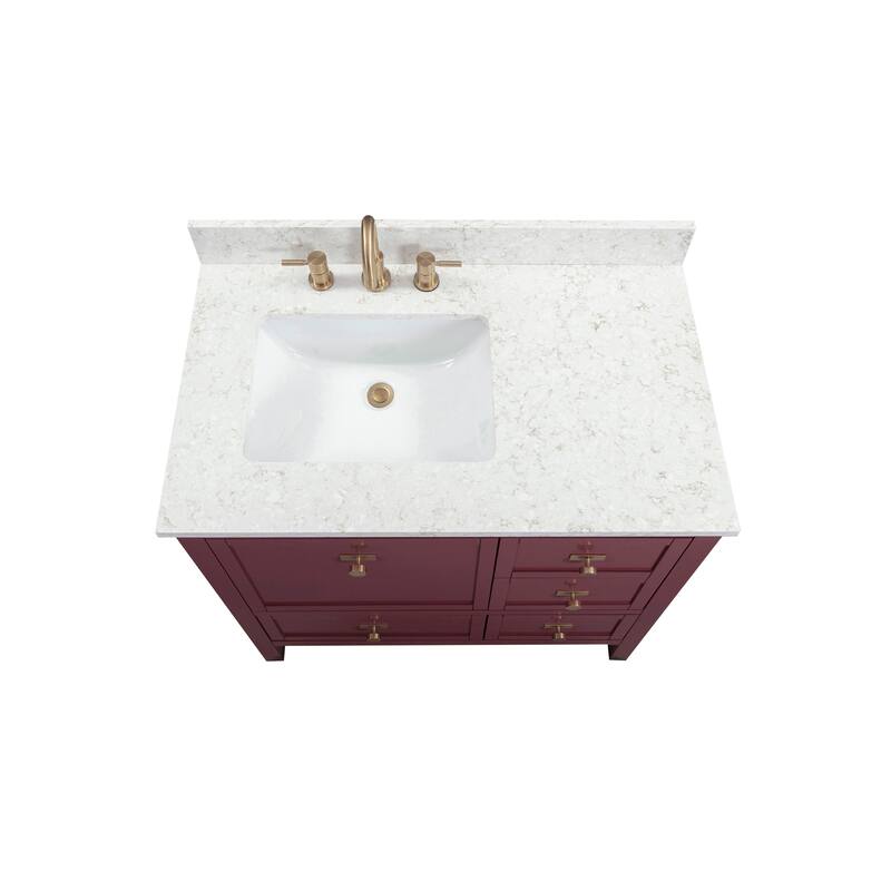 Alana Bathroom Vanity in Burgundy Red with Alluring Quartz Top