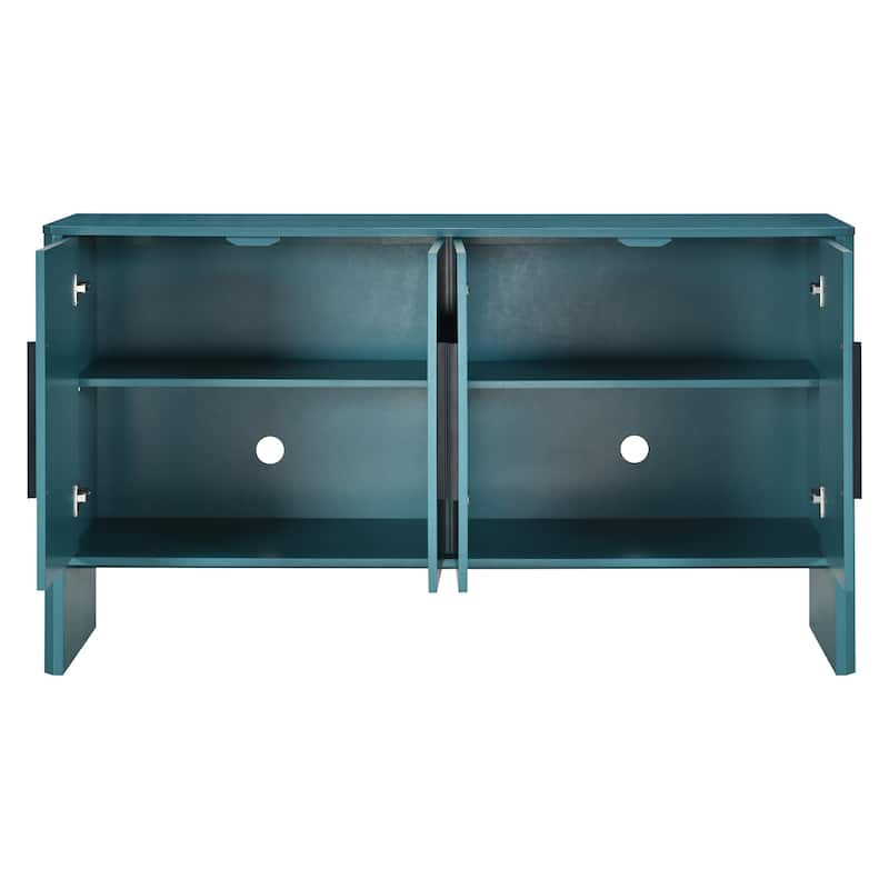 Sideboard Buffet Cabinet with Storage, Retro Sideboard Cabinet with Adjustable Shelves and Long Handles, 4-Door Wood Sideboard
