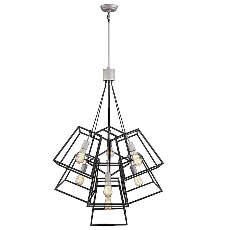7-Light Multi Cage Industrial Pendant Lamp Stairway Chandelier