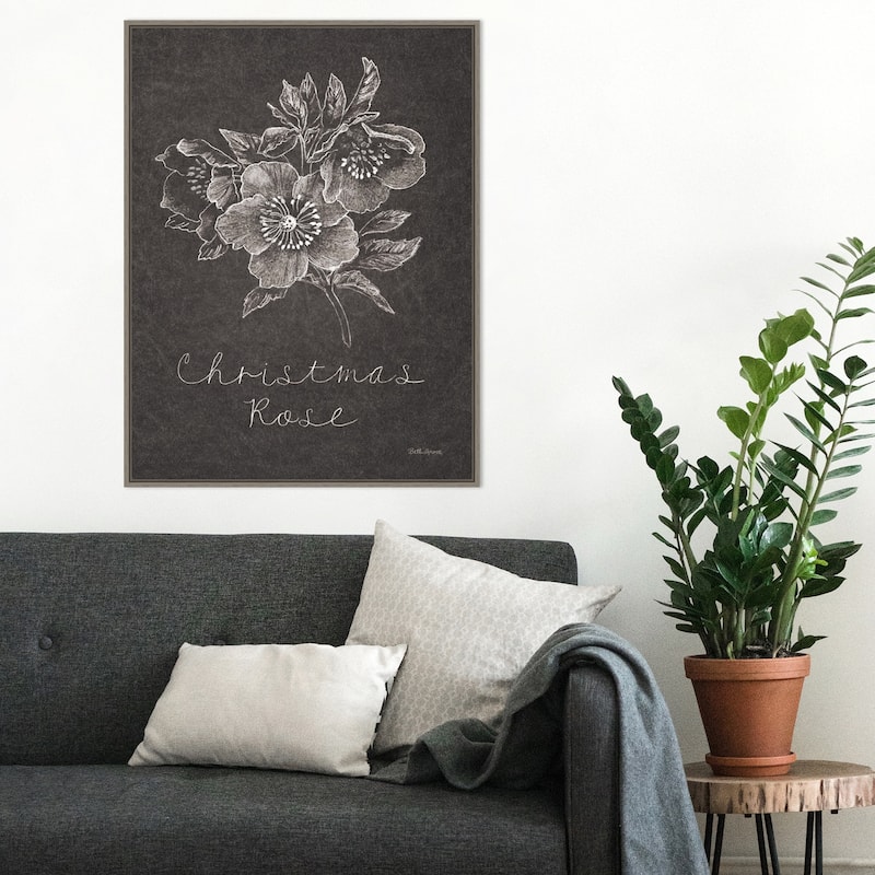Black and White Chalkboard Christmas III by Beth Grove Canvas Art Framed - 23 x 30 in