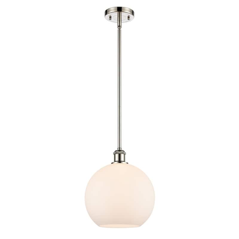 Innovations Lighting Large Athens 10" Wide Mini Pendant - Polished Nickel / Matte White