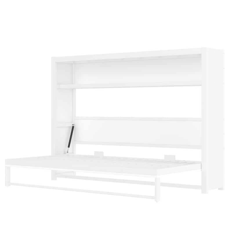 Twin Size Foldable Murphy Bed, Hydraulic Lift Murphy Bed Cabinet with Top Shelf