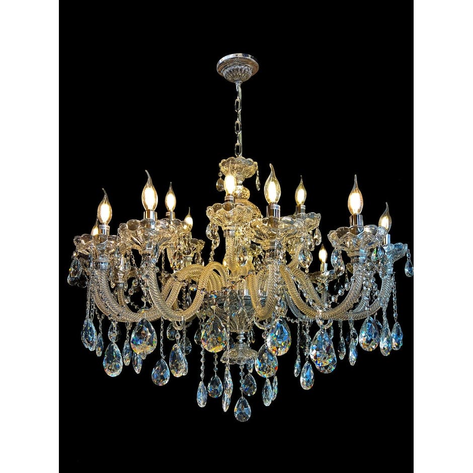 Crystal Chandelier 40" Wide 18-Lights Chrome