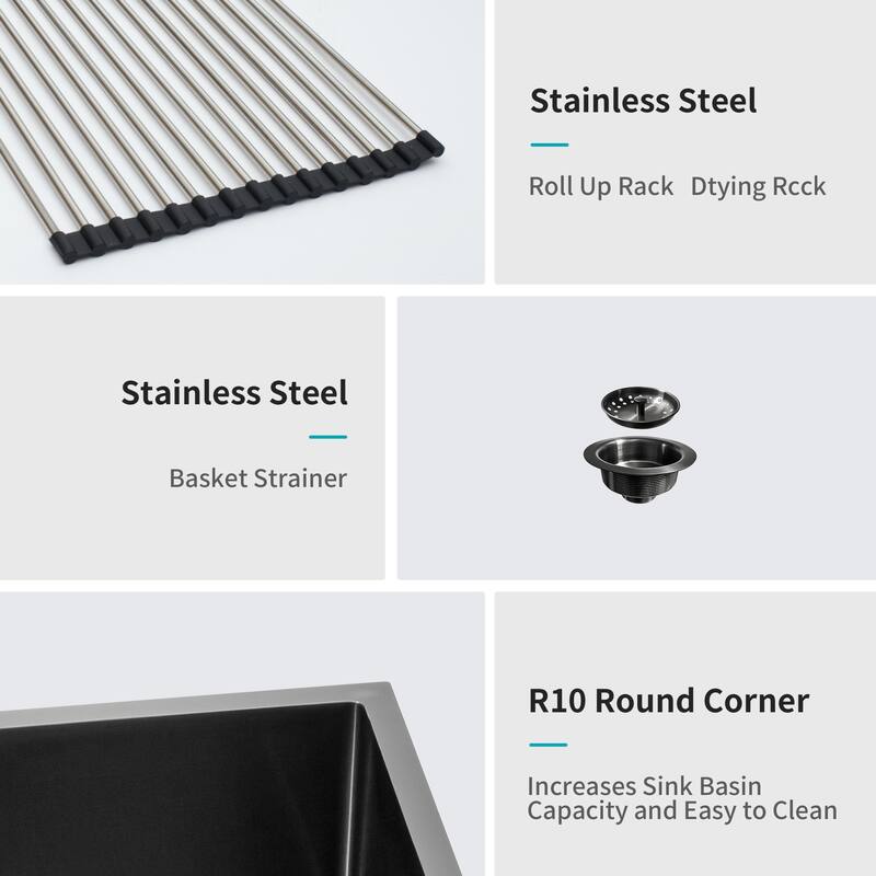 Farmhouse Stainless Steel 16 gauge Apron Front Kitchen Sink - Gunmetal Black