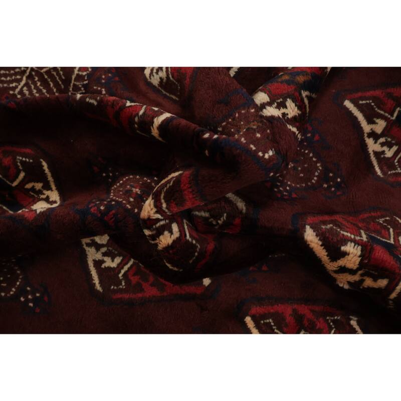 Hand Knotted Oriental 100% Wool Carpet Traditional All-Over Red Turkoman Area Rug - 11' 5'' X 7' 3''