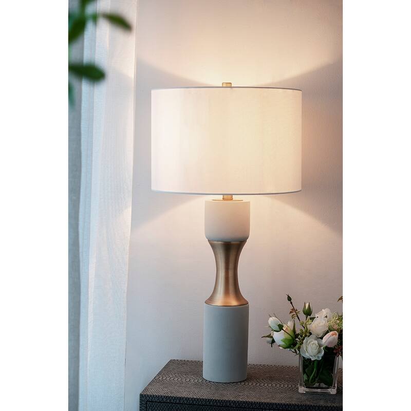 15x15x30 Inch Cement and Metal Table Lamp Industrial Modern Lighting for Living Room Bedroom