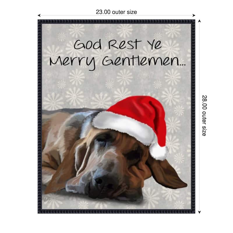 God Rest Ye Bloodhound by Fab Funky (23 x 28 in.), Framed Canvas Wall Art Print - Sylvie Beaded Black