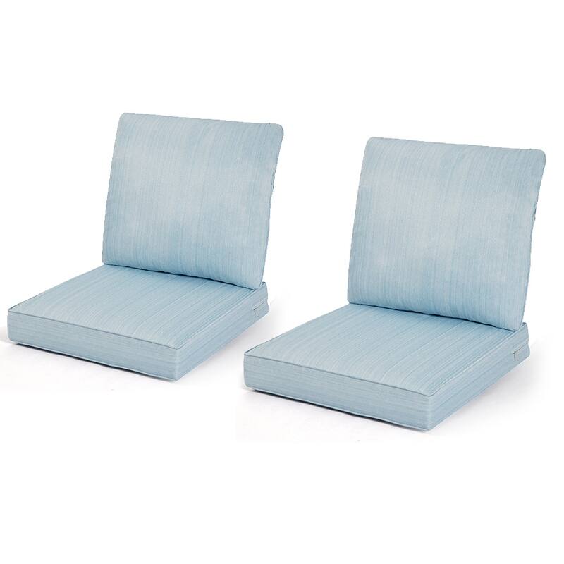 24 x 22 in. 2-Piece Deep Seating Outdoor Lounge Chair Cushions - Light Blue