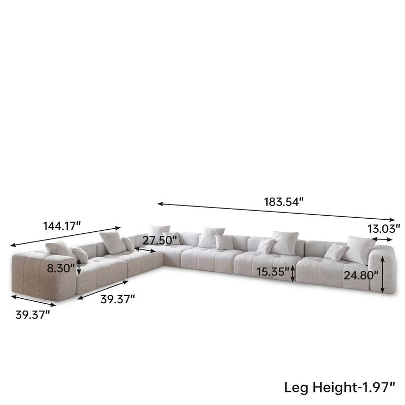 183''W Large Linen Corner Sectional Couch for Living Room Sofa Set