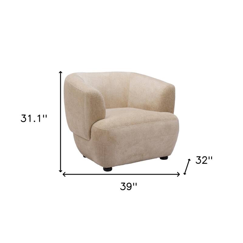 HomeRoots 39" Beige And Black Faux Shearling And Upholstered Arm Chair - 39' X '31.1' X '32