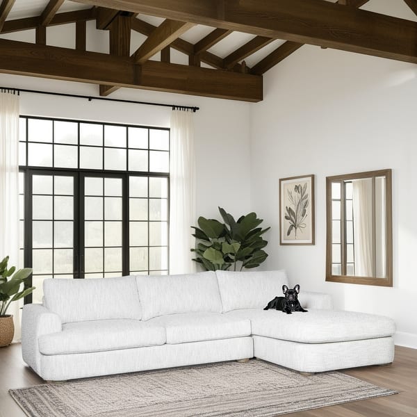 slide 2 of 36, Reid 123 in. Left or Right Arm Facing Rectangular Sectional Sofa with Round Arms Snow Fleck - Right Facing