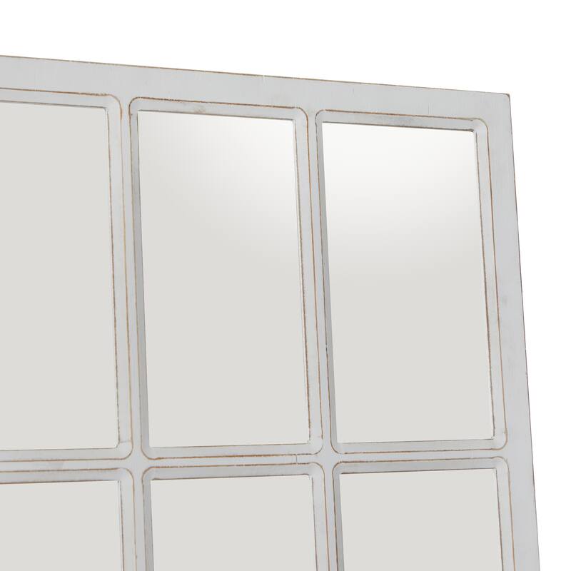 White Wood Window Pane Inspired Room Wall Mirror - 22"W, 48"H