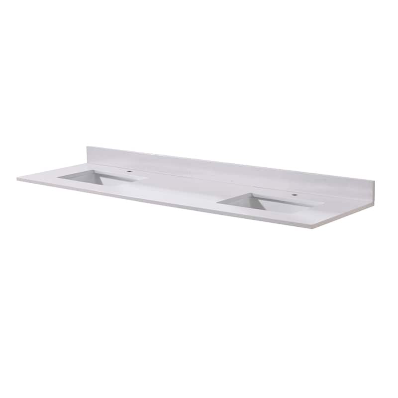 Altair 73 in. Frosinone Engineered stone Vanity Top in Jazz White with White Sink without vanity