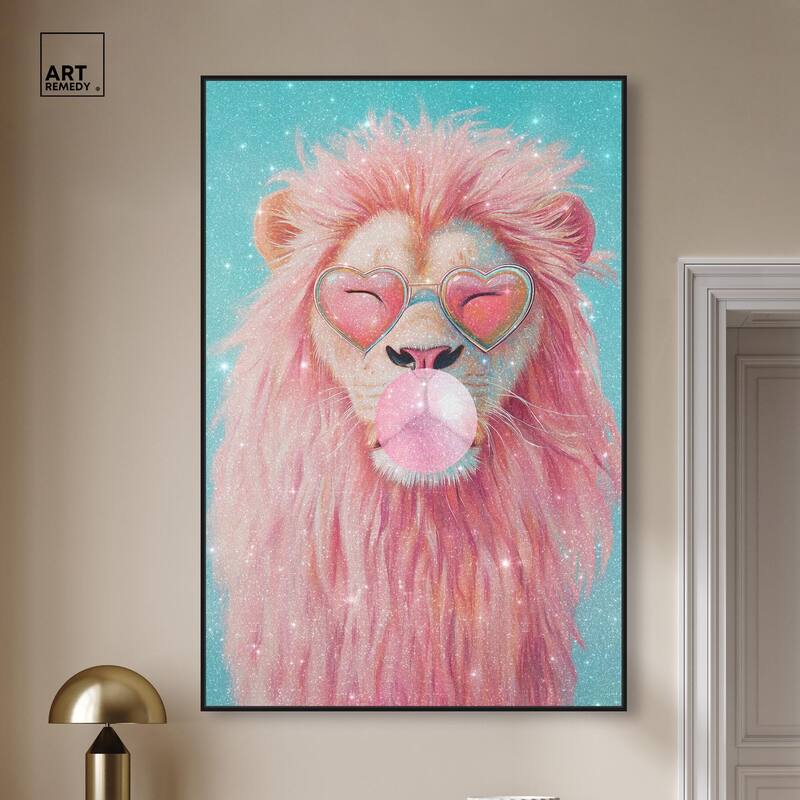 Pastel Lion Bubblegum Canvas by Art Remedy