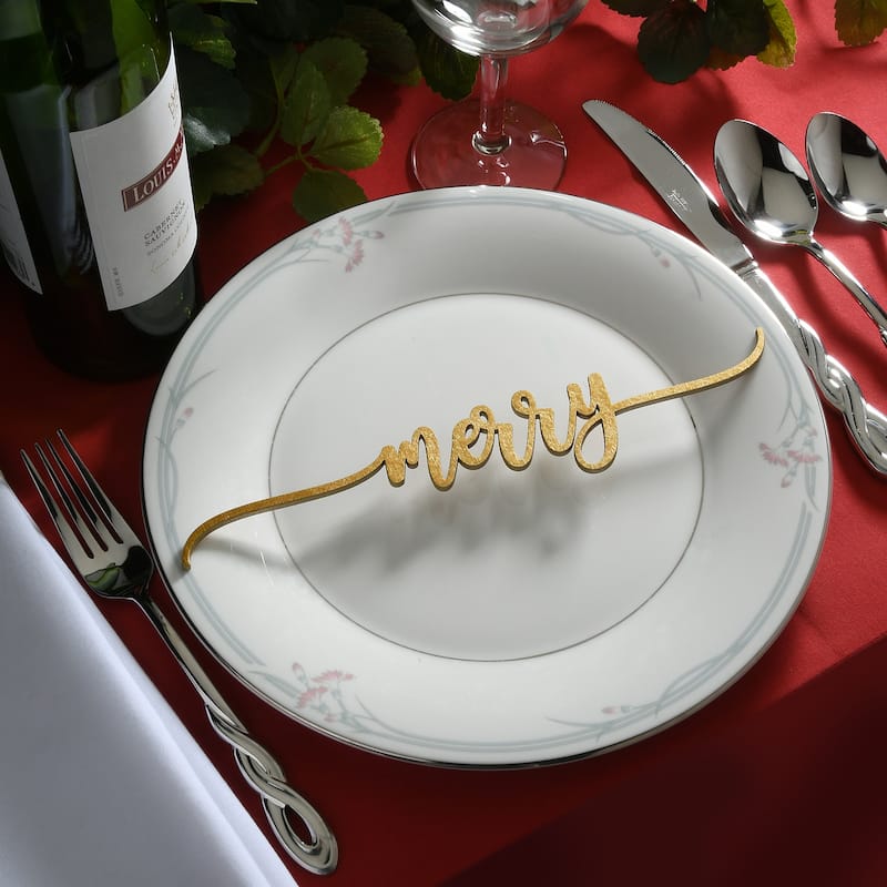 10" Christmas Place Setting Words (Joyful, Wish, Peace, Merry, Jolly, Holly) Set of 6 - 10 in