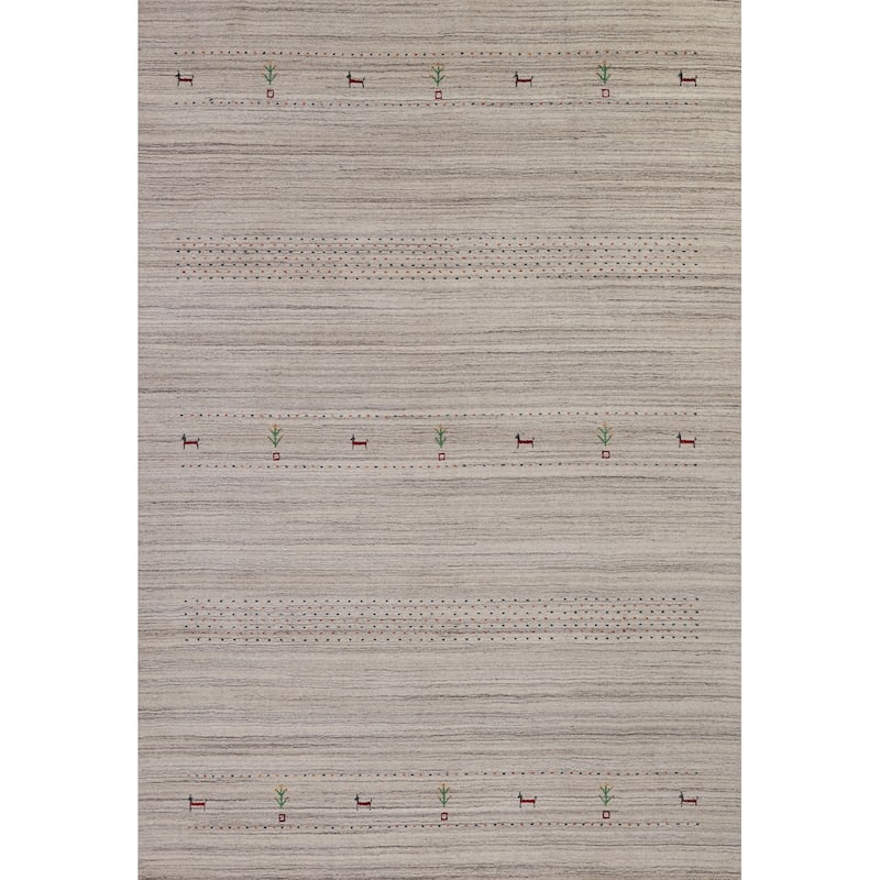 Little Animals Design Gabbeh Area Rug Hand-Knotted Wool Carpet - 6'3" x 8'10"