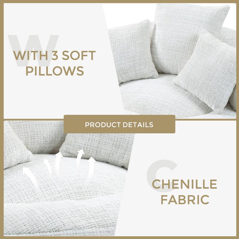 Chenille High Back Lazy Sofa with 3 Pillows and Oversized Bean Bag Chair