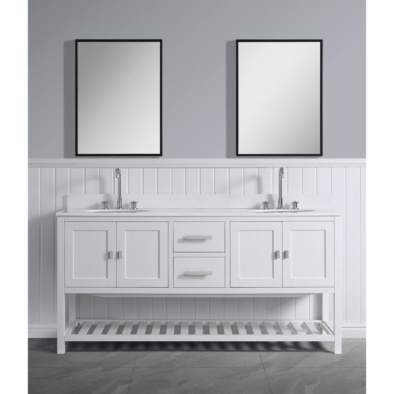 Monaco 72" Double Sink Vanity Base Only - White